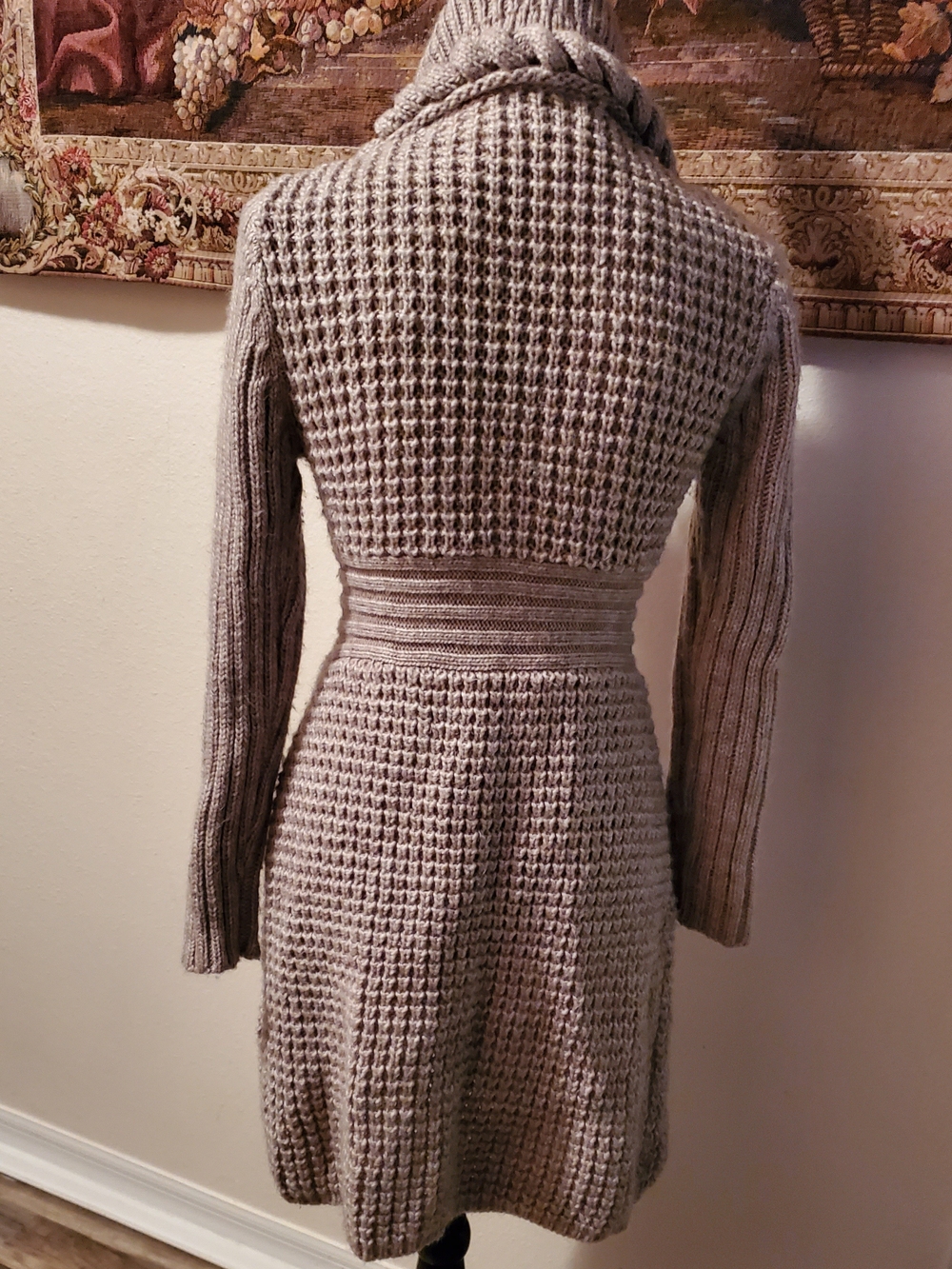 Dress Barn Taupe Knit Long Sleeve Cardigan Dress S - Picture 2 of 16